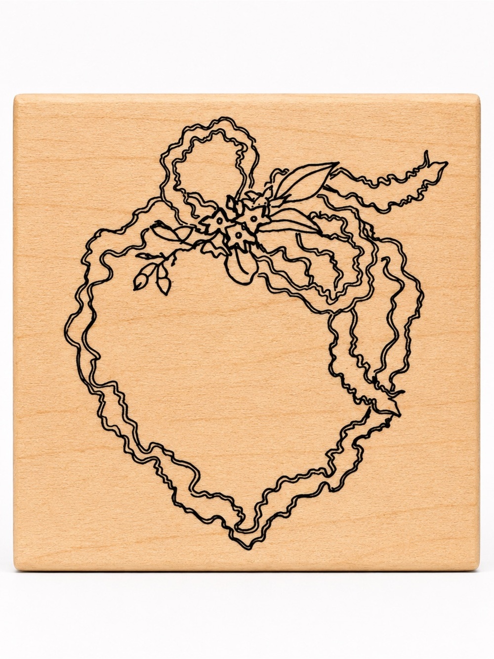 Vintage 1995 Wood Heart Rubber Stamp